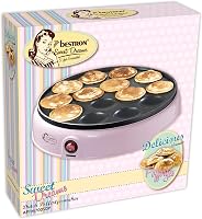 Bestron Poffertjes Retro Mini Gofrisütő Tapadásmentes Bevonattal 800W Rózsaszín 4