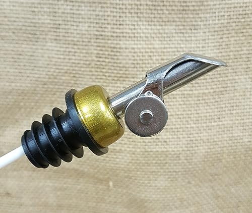 Juego de 2 vertedores de aceite de oliva ponderados de acero inoxidable/dorado con solapa y púas distintivas