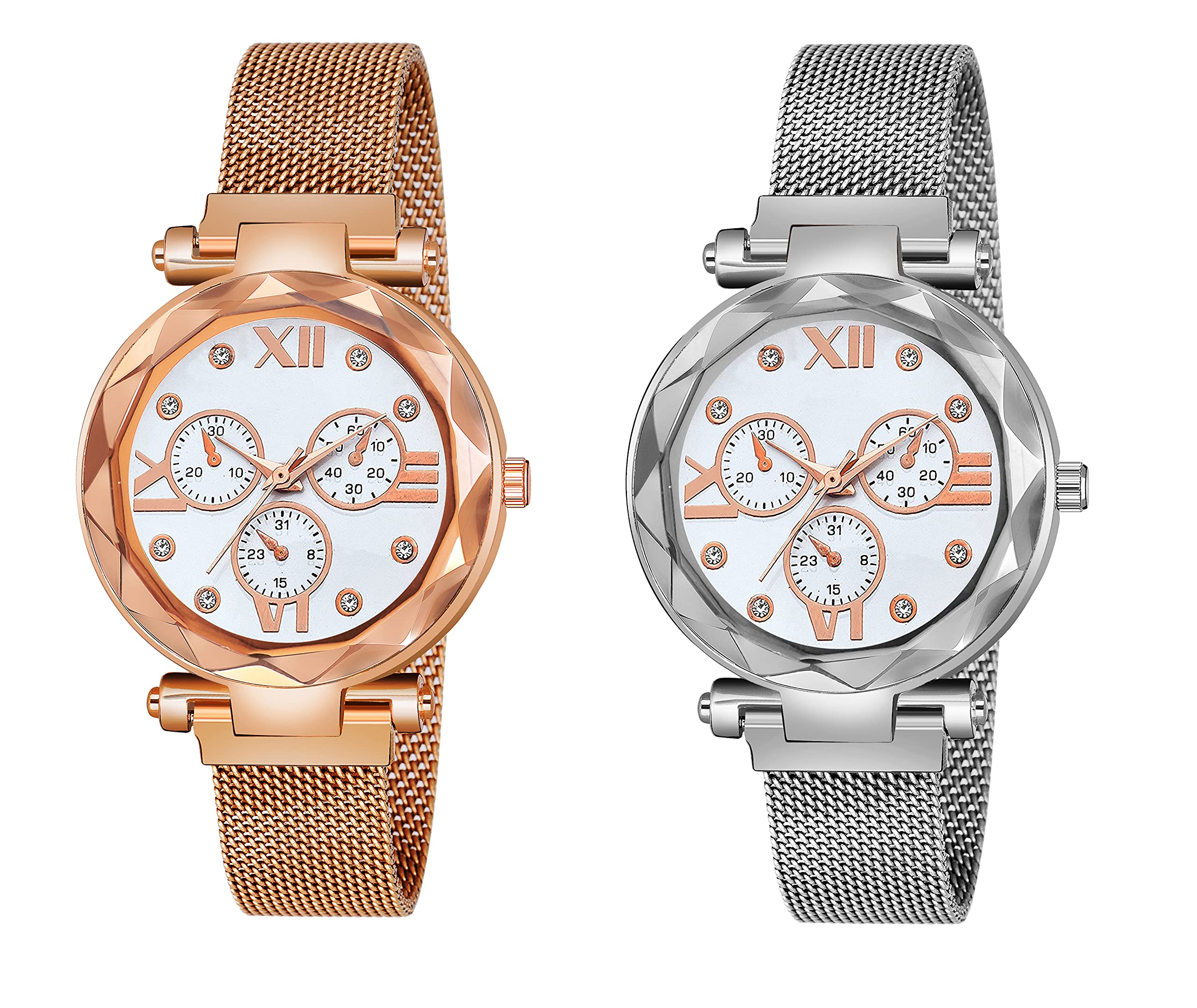 Talgo Round White Dial Magnatic Mesh Strape Analogue Rose Gold & Silver Magnet Wrist Watch for Women and Girls (White Mina -Rose Gold & Silver Colour) (B092MJQQ4Z) Amazon Price History, Amazon Price Tracker