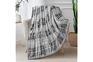 Grey Sherpa Throw Blanket for Couch, Warm Cozy Winter Flannel Blanket