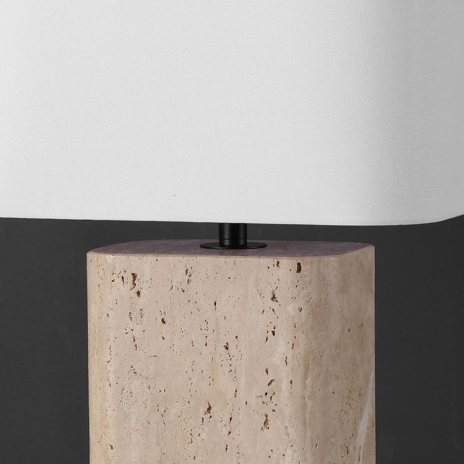 SAFAVIEH Couture Lighting Collection - Lisabryna Travertine Table Lamp with White Shade, 22" Modern Bedside or Living Room Light, Dimmable with LED Bulb (CTL1094A)