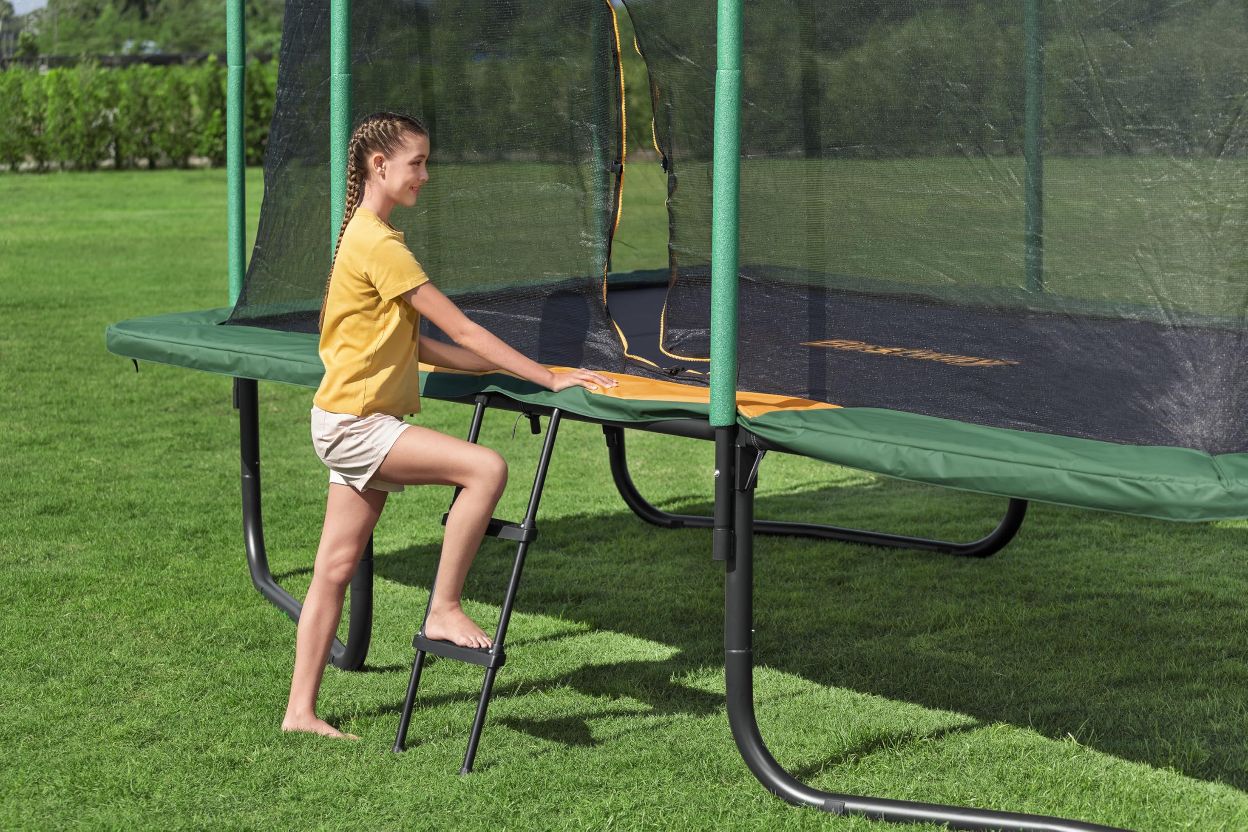 Bestway Trampolin Extreme Air 457 x 274 x 283 cm – Großes Gartentrampolin mit Sicherheitsnetz & Leiter, Robustes Outdoor Spielgerät für Kinder ab 6 Jahre, Komplettset