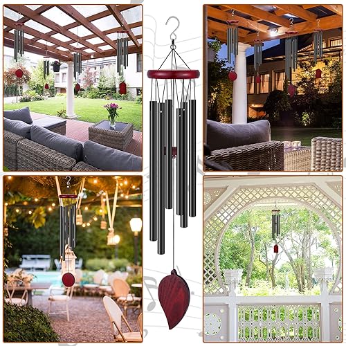 Miniatura 6 de Tatuo 4 carillones de viento conmemorativos de madera de 28 pulgadas, de condolencia, regalo de condolencias para el día del padre, pérdida de un