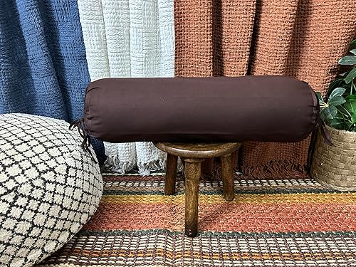 Miniatura 2 de Saffron HANDICRAFTS - Funda de cojín de algodón de 240 hilos, funda extraíble para rollo de cuello, reposapiernas, práctica de yoga, meditación,