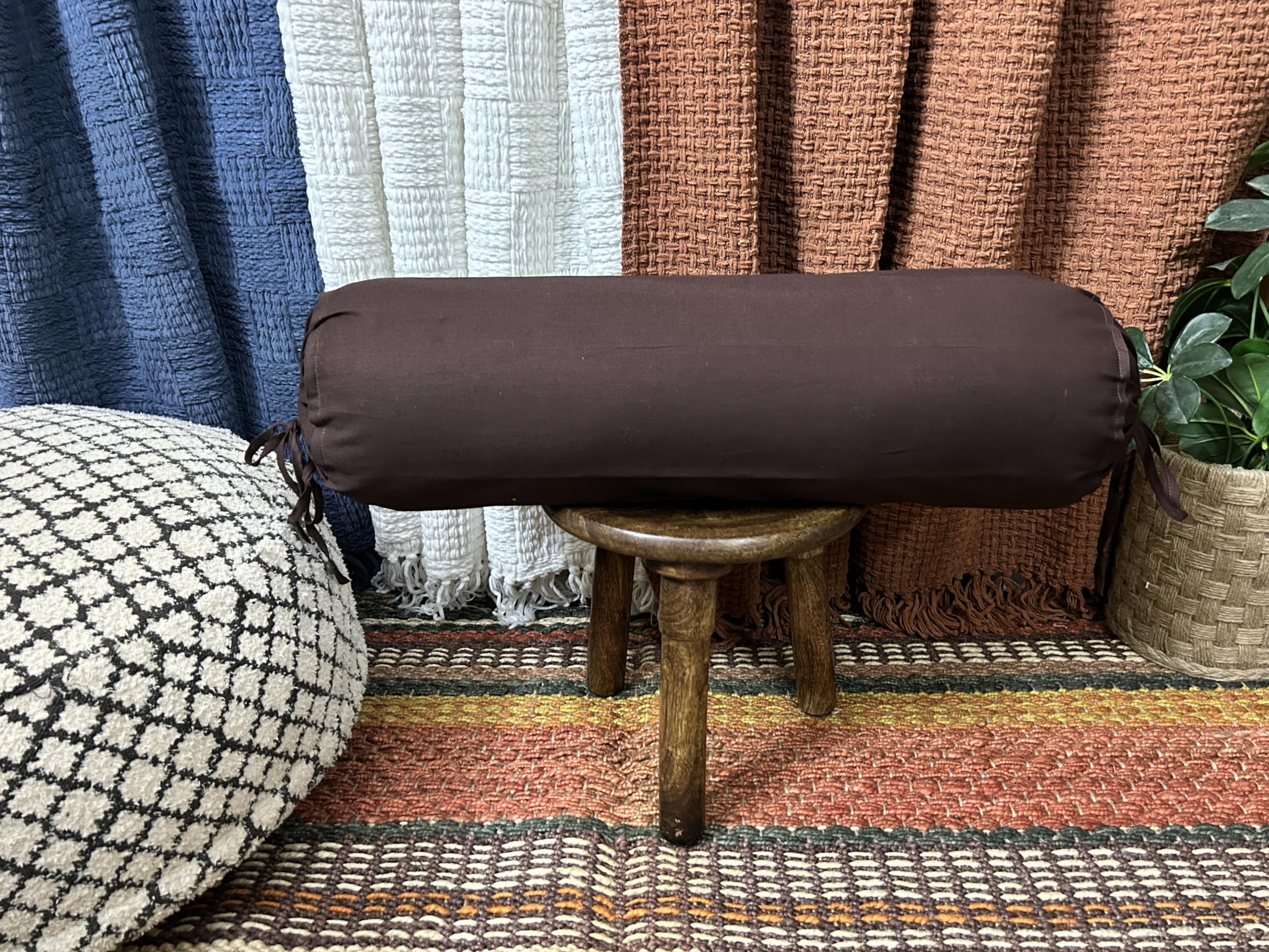 Fodera Per Cuscino Da Collo Zaffron Crafts – Cotone 240 Fili, Morbida Con Chiusura A Stringa, Marrone 20x60 Cm - 2