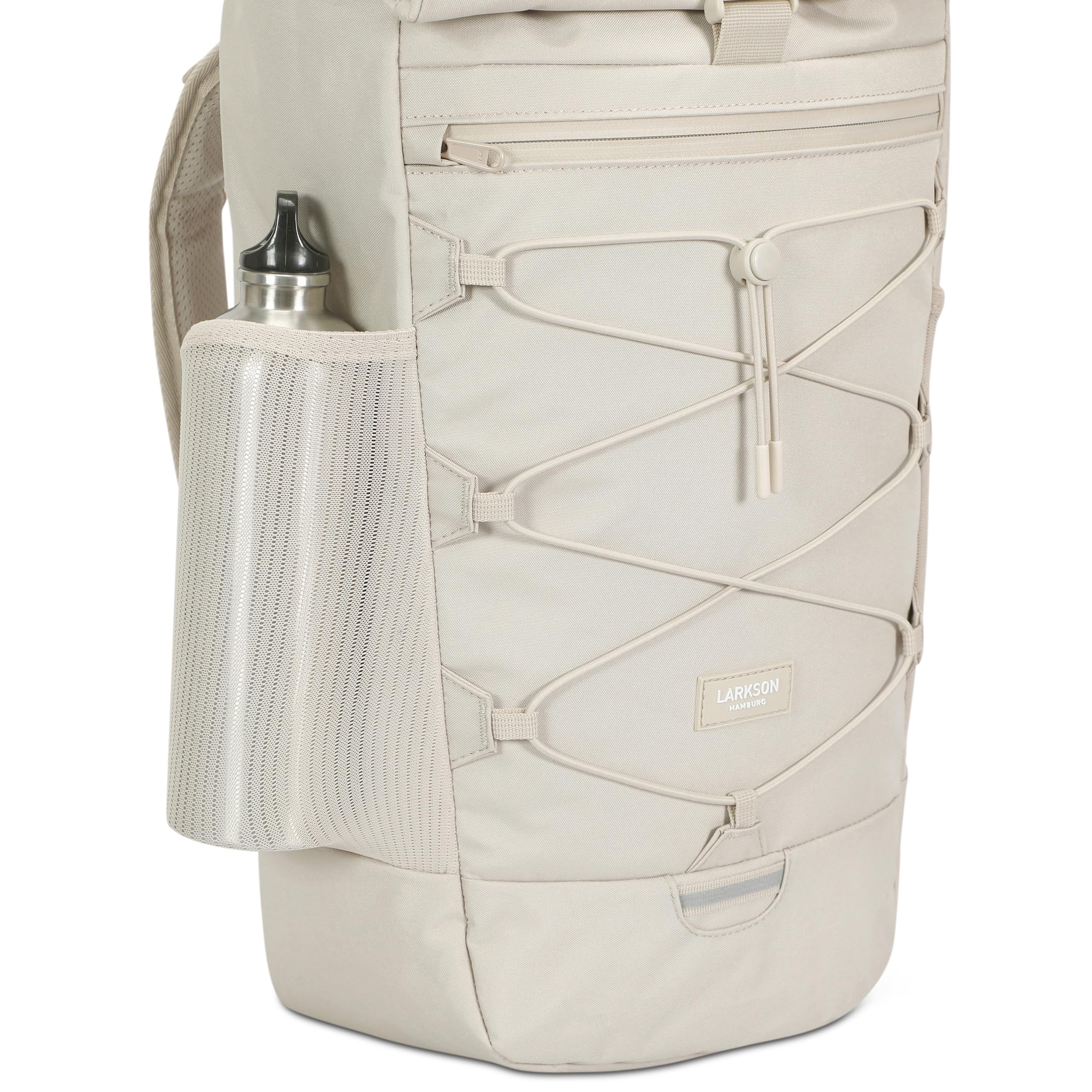 LARKSON Mochila de Marcha Mujer & Hombre Beige - Arvid - Mochila de Senderismo 20L - Trekking, Viaje, Montaña - Mochila con Cinturón de Cadera y Acolchado de Malla - Cremalleras Impermeables