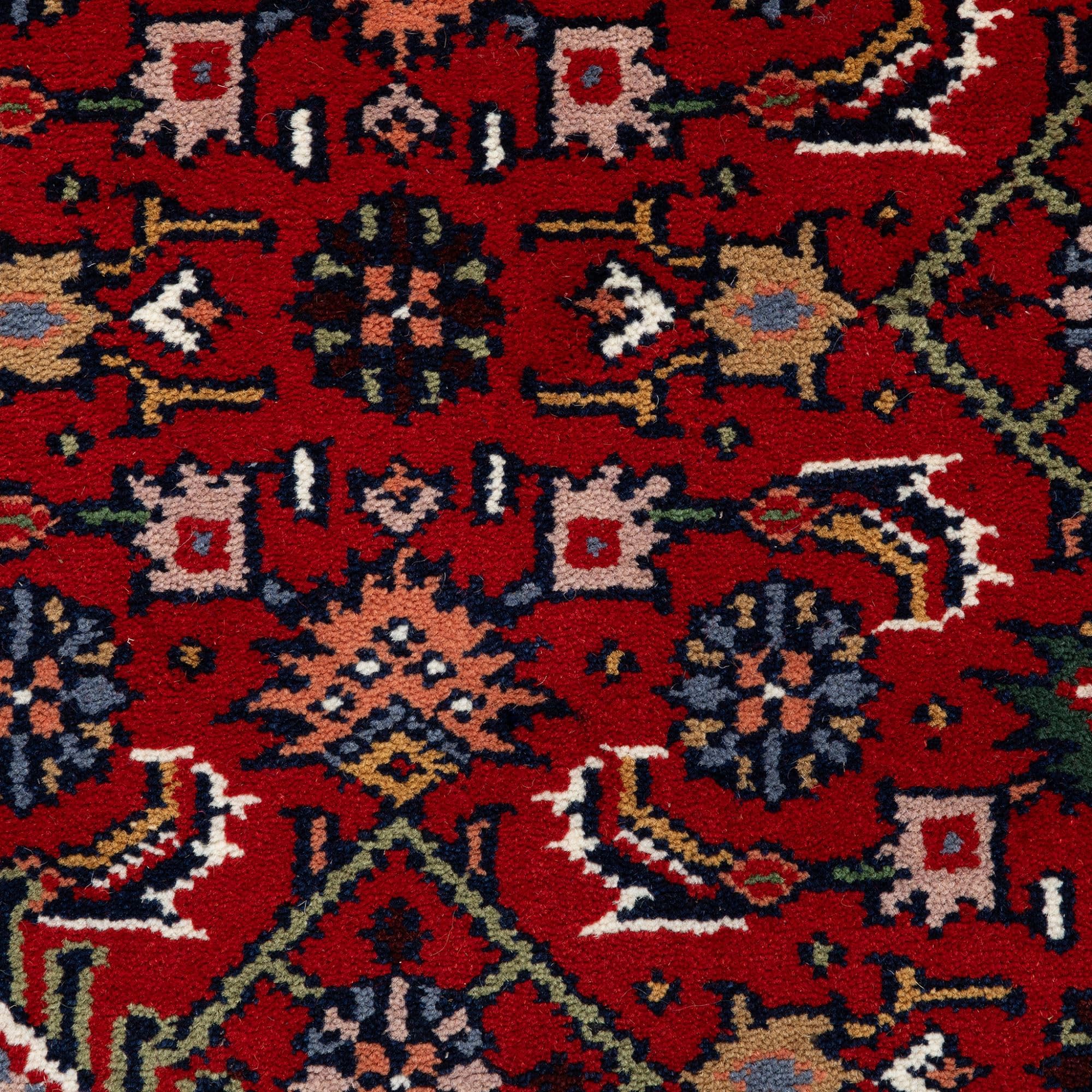 Steffensmeier Orientteppich Bidjar Royal | Orient Wohnzimmerteppich | Schurwolle | handgeknüpft mit Fransen | Rot, Größe: 60x120 cm