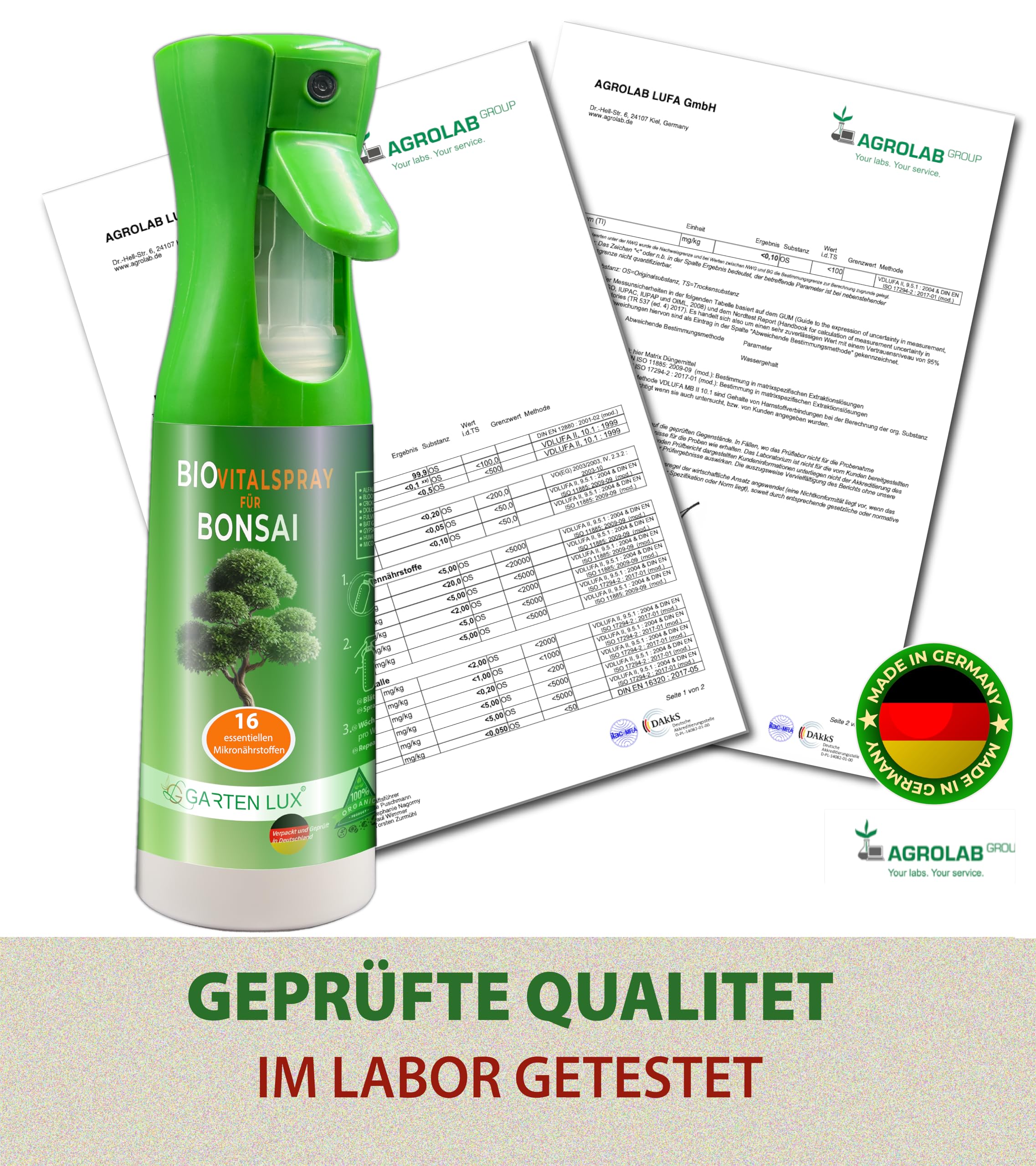 Garten Lux Spray bio Vital pour feuilles de bonsaï 300 ml 16 oligo-éléments