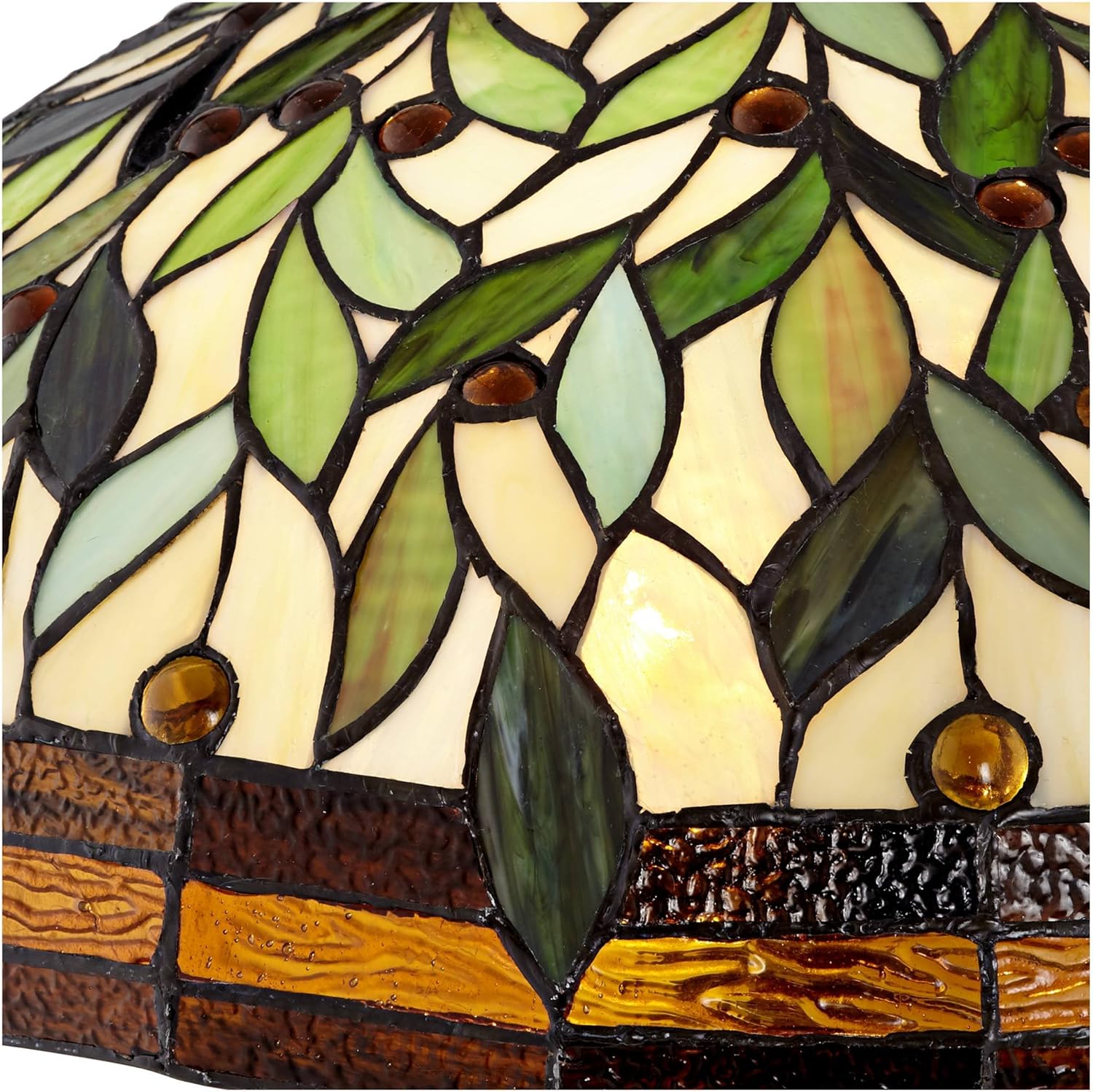 Robert Louis Tiffany Leaf and Vine II Traditional Victorian Tiffany Style Floor Standing Lamp 60" Tall Bronze Gold Amber Green Stained Glass Dome Shade Cottage Core Decor for Living Room Reading