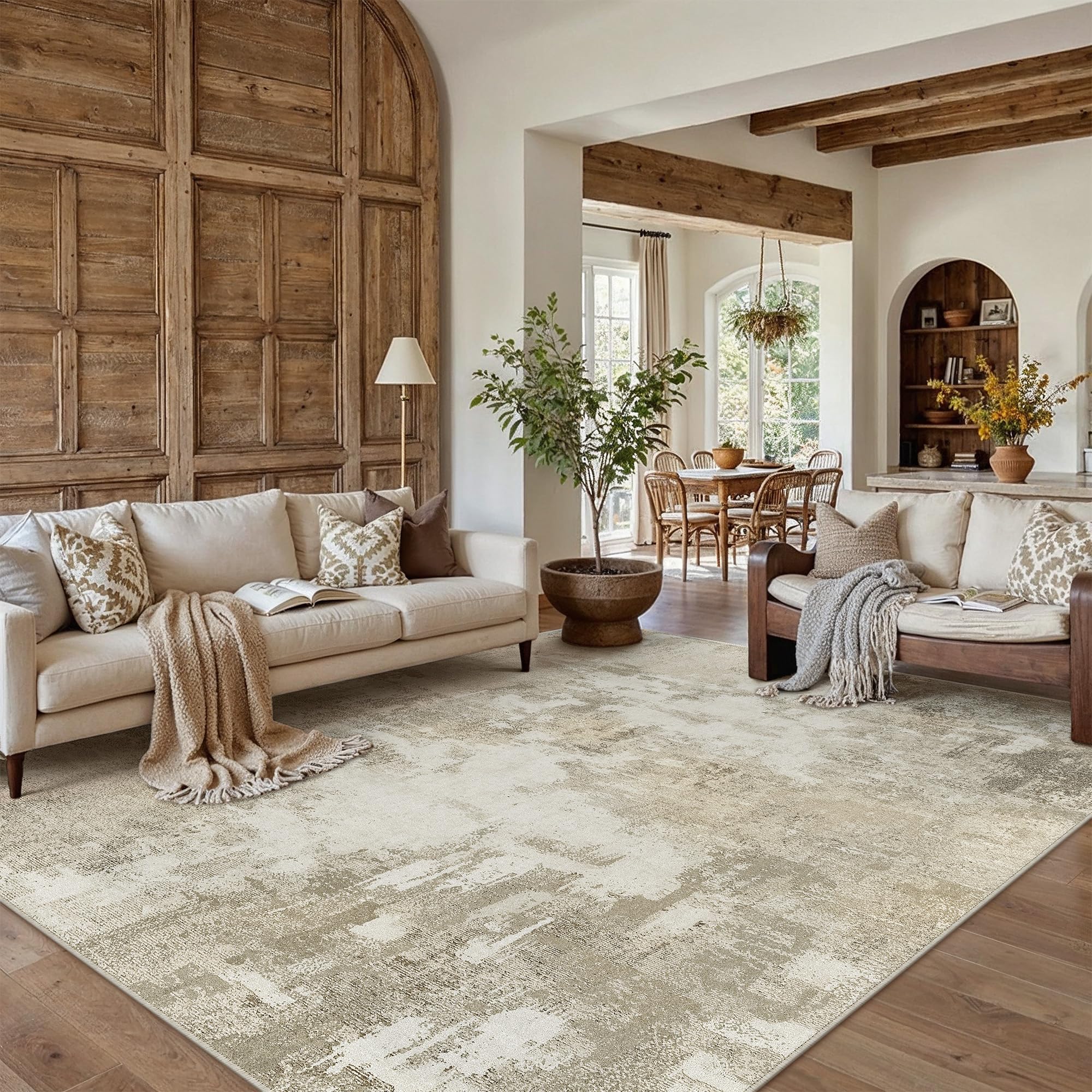 PureCozy Alfombra Salon 200x300cm Beige Alfombras Cocina Antideslizante Lavables Modernas Abstractas Tapete Infantil Habitacion Dormitorio Sala Pelo Corto Carpet