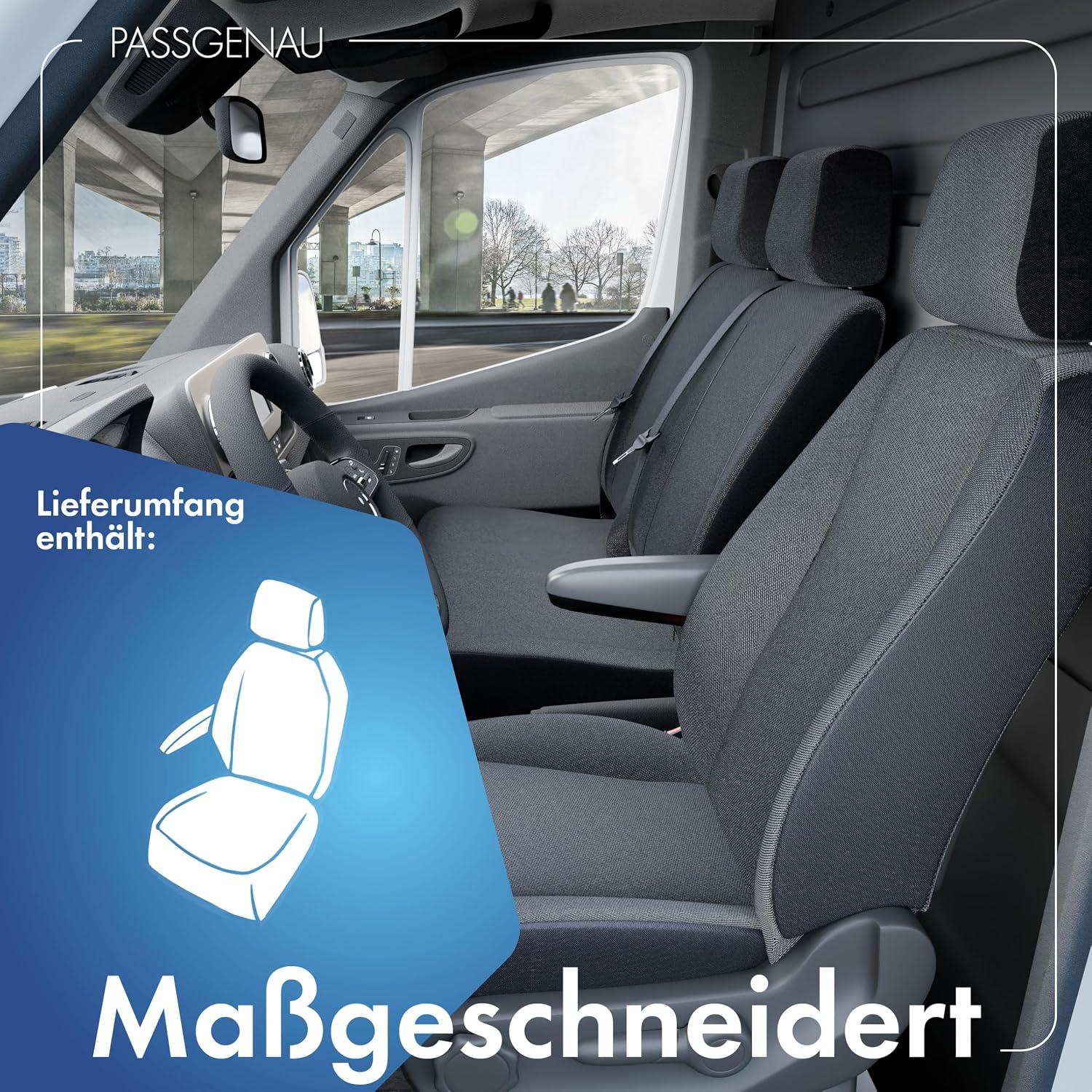 Walser Car Seat Covers Transporter Fit Seat Cover Lisbon Single Seat Compatible with Ford Transit Colour: Anthracite 10531 Polyester image 2