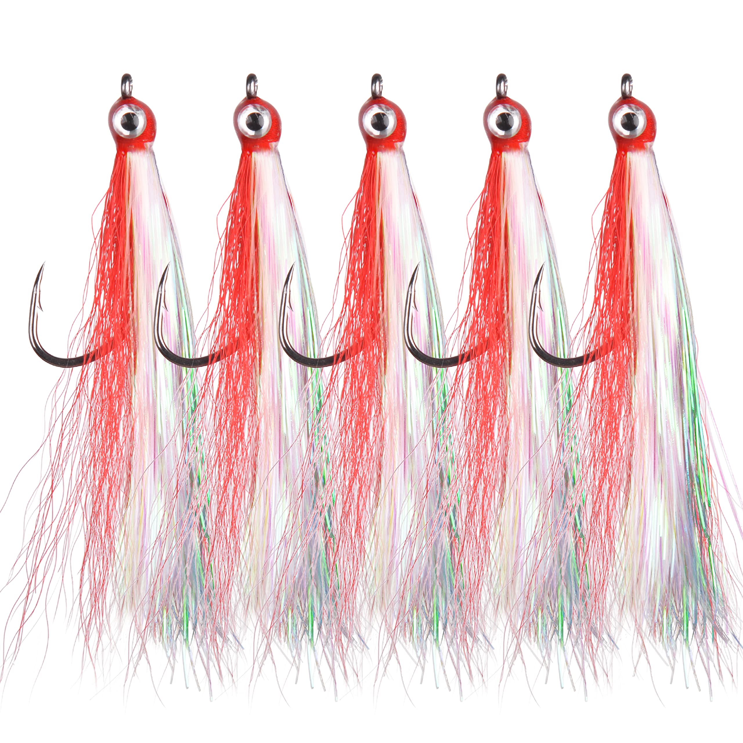 Clouser Minnow Fishing Flies Streamer Fly Fishing Lure Saltwater Striped Bass Flies Fishing Bucktail Teaser Hook Lures for Flounder Saltwater Freshwater Fishing