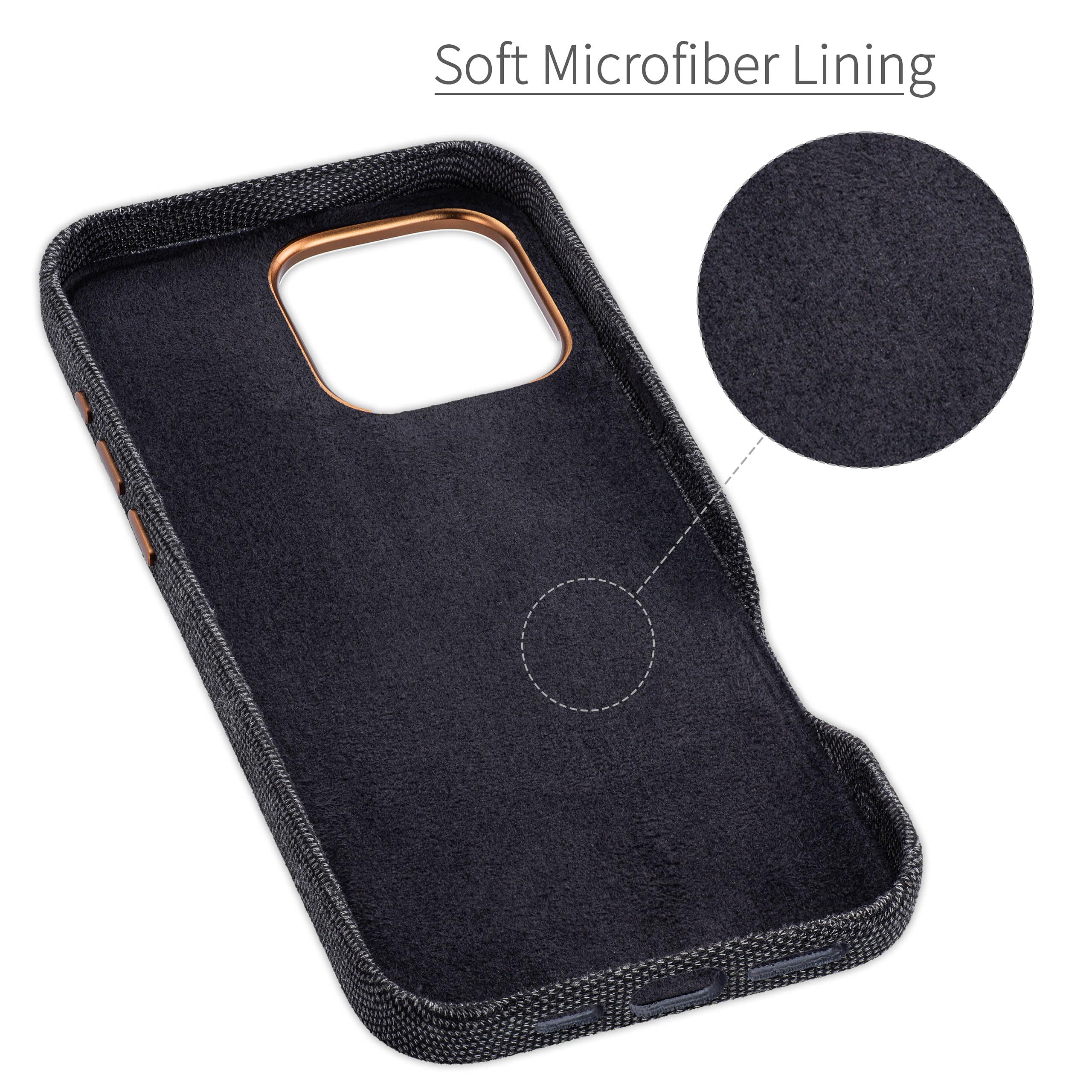 Dockem Custodia Portacarte in Tessuto per iPhone 16 Pro Max con Piastra Metallica Integrata per Montaggio Magnetico, Portafoglio in Vera Pelle con 2 Slot per Carte: M2F [Grigio e Marrone Chiaro]