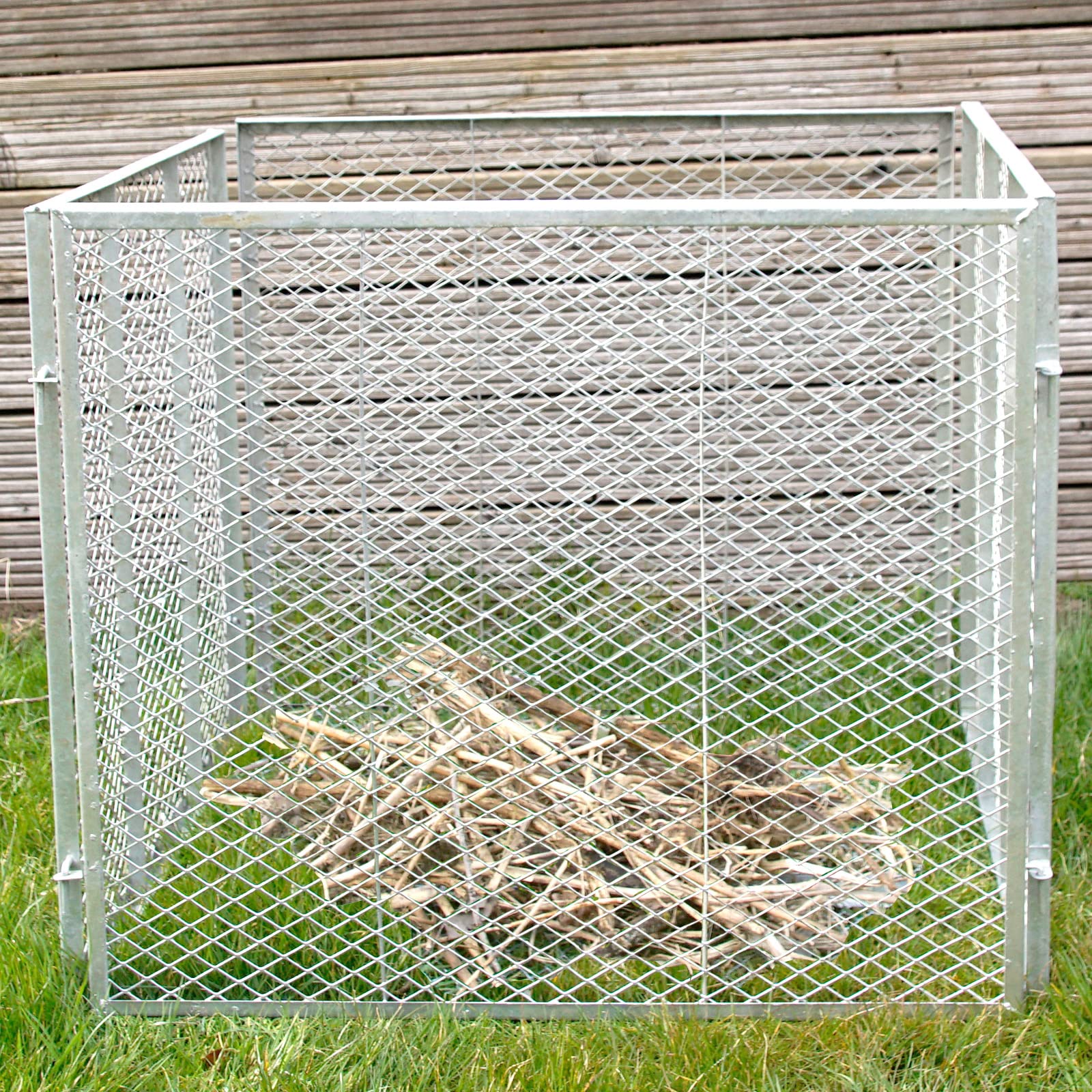 Komposter mit Deckel Metallkomposter 80x80x70cm Streckmetall feuerverzinkt Gartenkomposter mit Stecksystem Kompostbehälter 448L Metall Komposter Garten