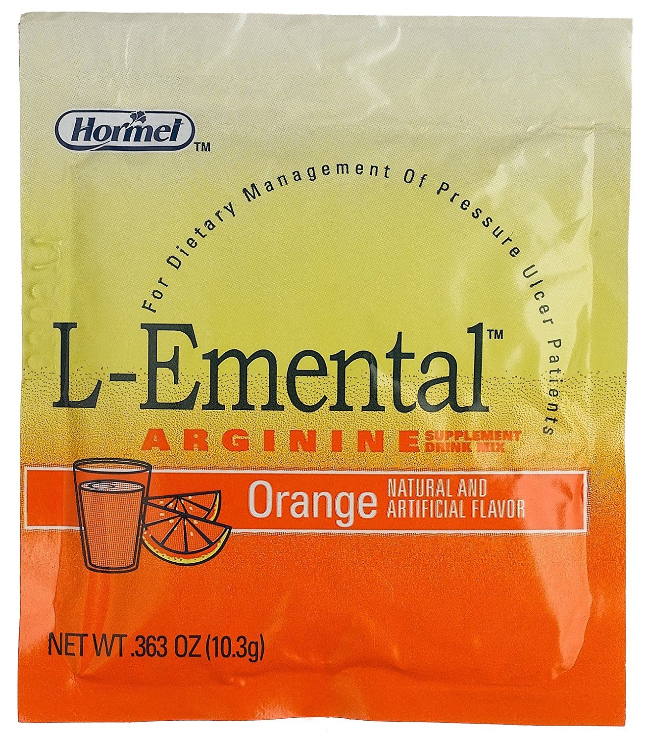 L-emental Powdered Orange, Arginine Drink Mix, 0.36-Ounce Units (Pack of 50)