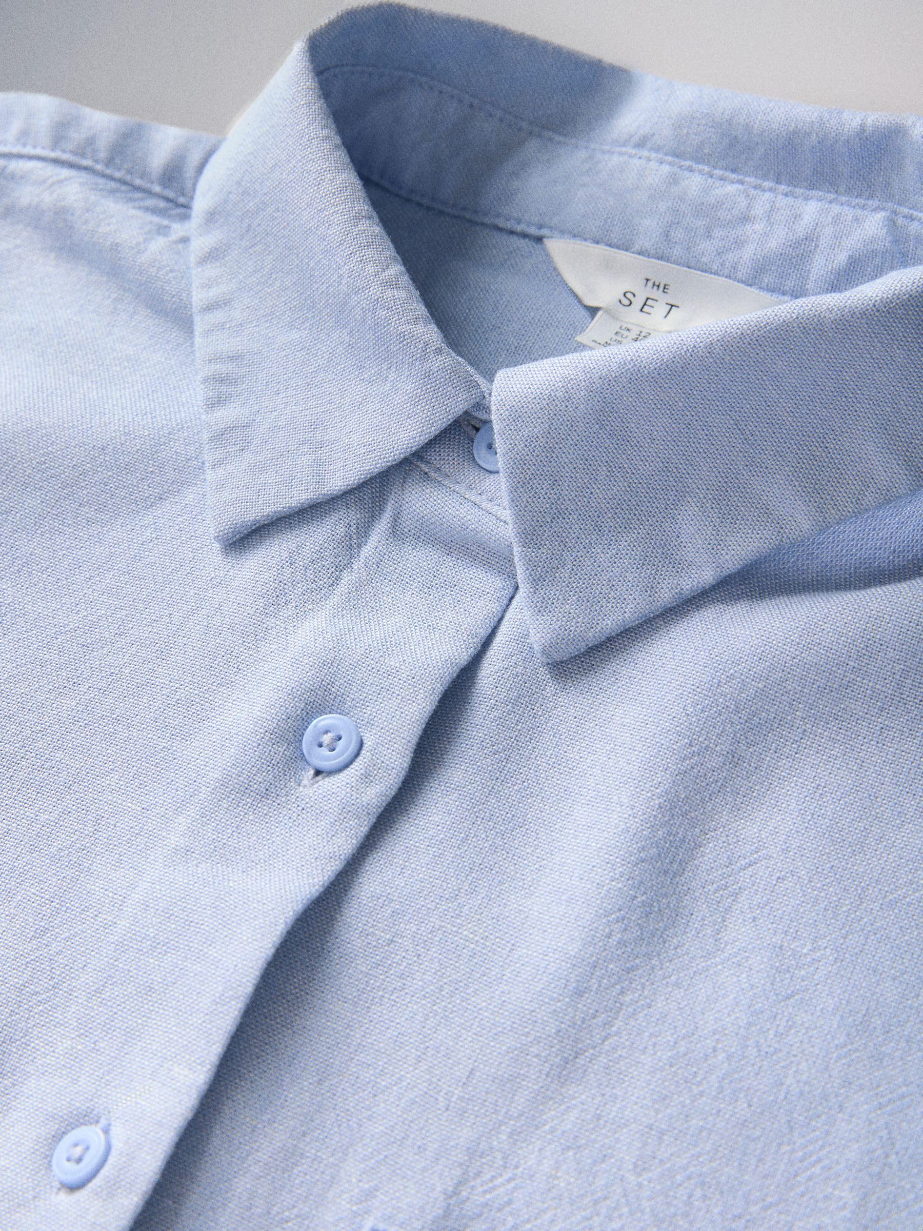 THE SET Damen Langarmshirts mit Knöpfen und Leinenanteil, 2er-Pack