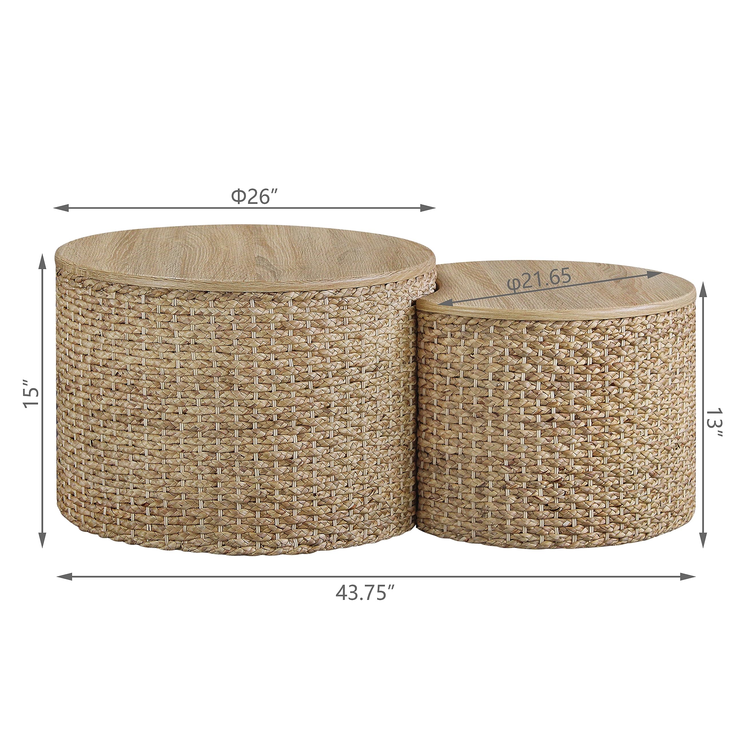 Giofanzo Nesting Coffee Table (Set of 2), Rustic Round Coffee Table ...
