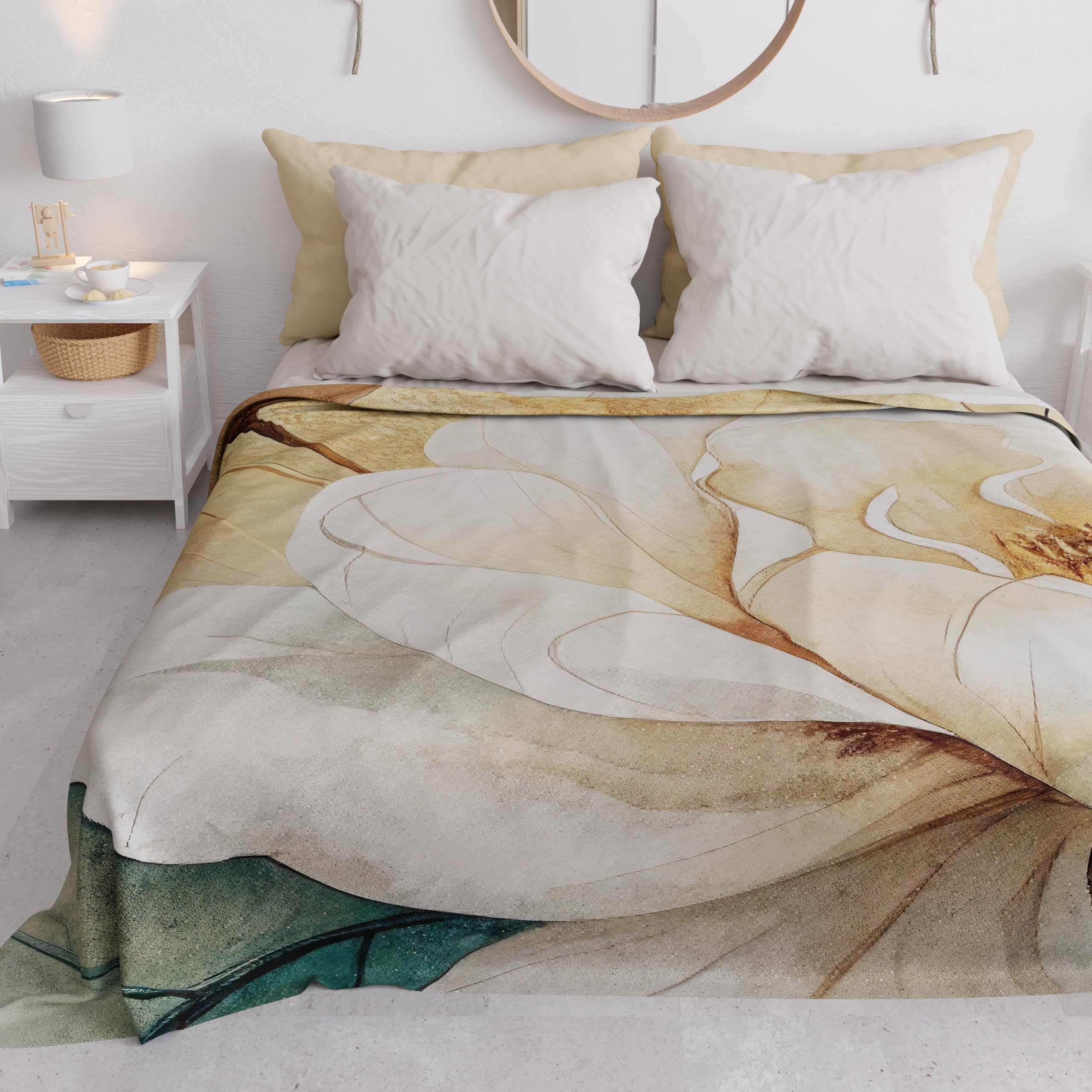PETTI Artigiani Italiani - Spring Summer Double Bedspread Lightweight Double Bed Sheet 154 Floral 100% Made in Italy