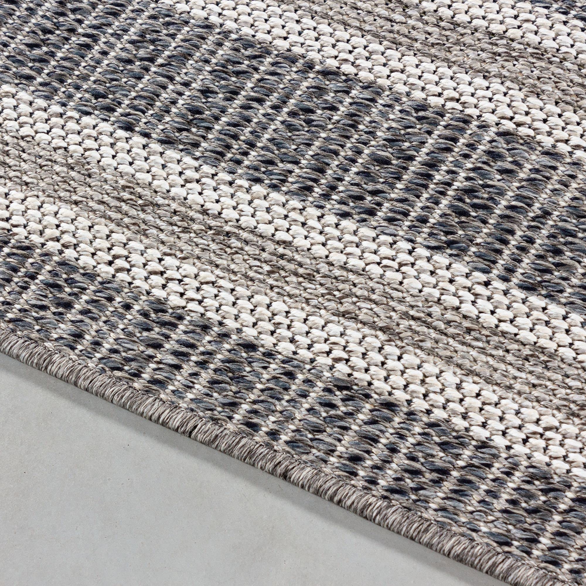 Carpetsale24 Alfombra de Exterior, Color Gris, diseño de Borde, 110118, Alfombra Rectangular, Alfombras para terraza-balcón-jardín o Cocina, 160 x 230 cm