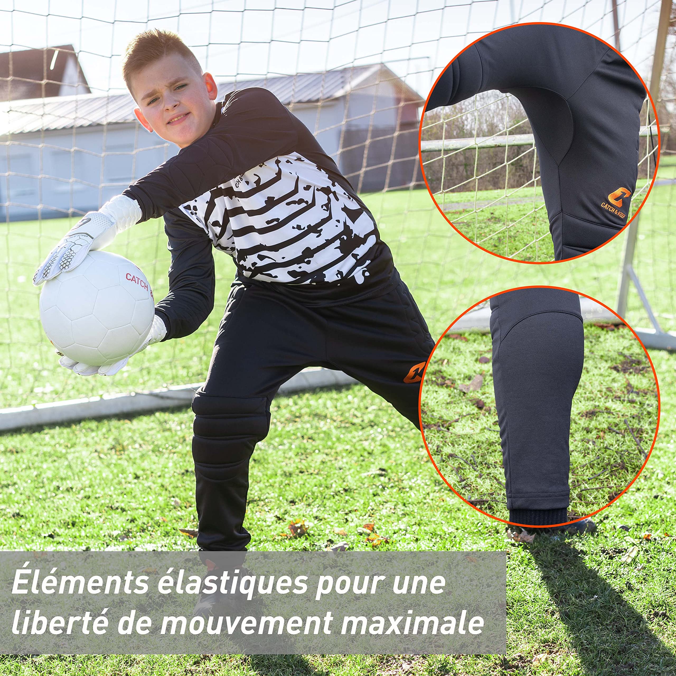 CATCH & KEEP Pantalon de Gardien de But Flight Protection Long - Pantalon de gardine de But qualité Premium - Pantalon de Sport pour Hommes, Femmes et Enfants - Rembourrage de Protection