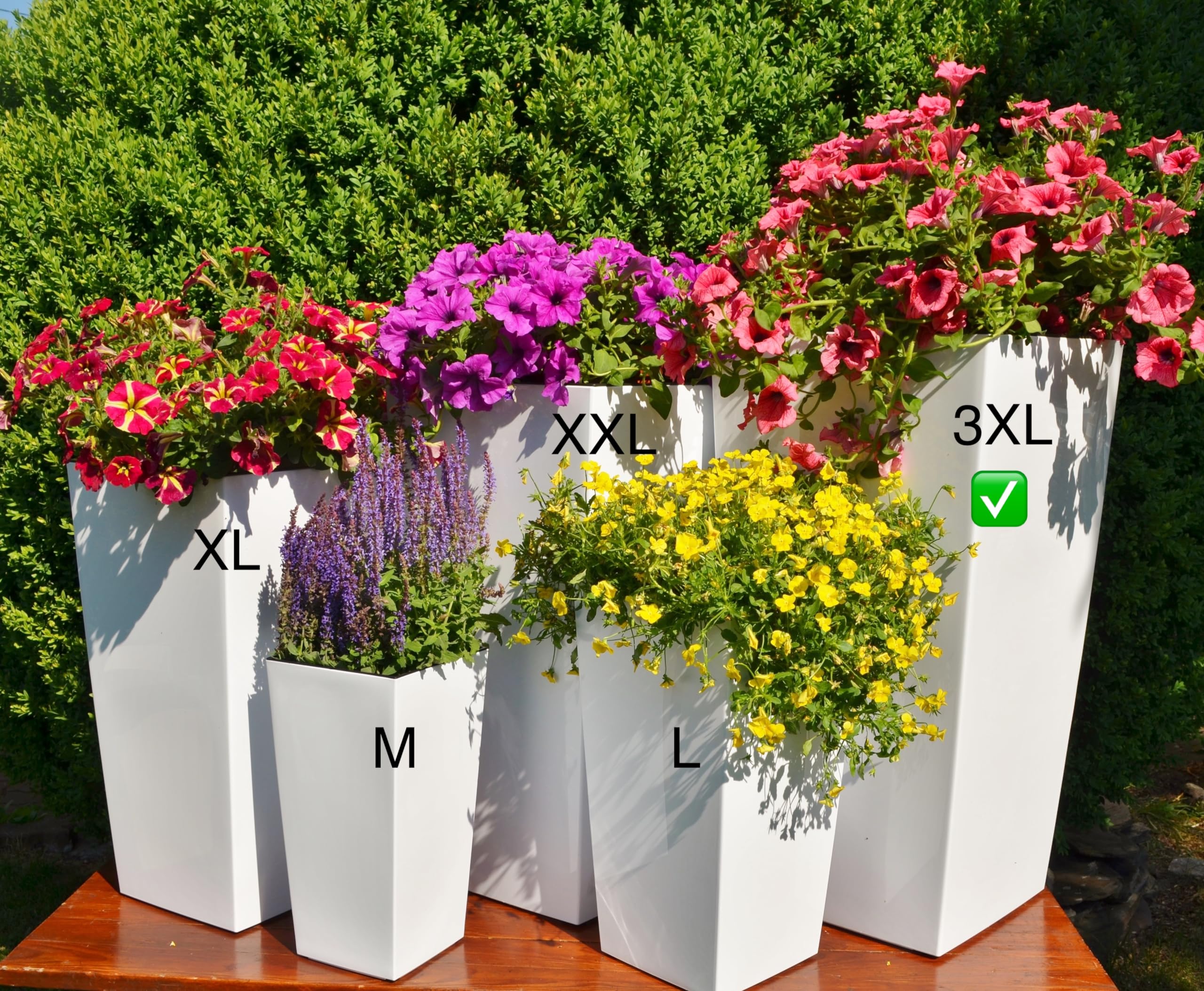 MELTOM Übertopf Blumenkübel Blumentopf Hochglanz mit Einsatz Hoch (Weiß, 3XL-75cm)