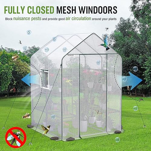 Miniatura 5 de WORKPRO Invernadero, 56" x 56" x 77" invernaderos resistentes para caminar para exteriores con ventanas de malla, cubierta de PE engrosada, kit de