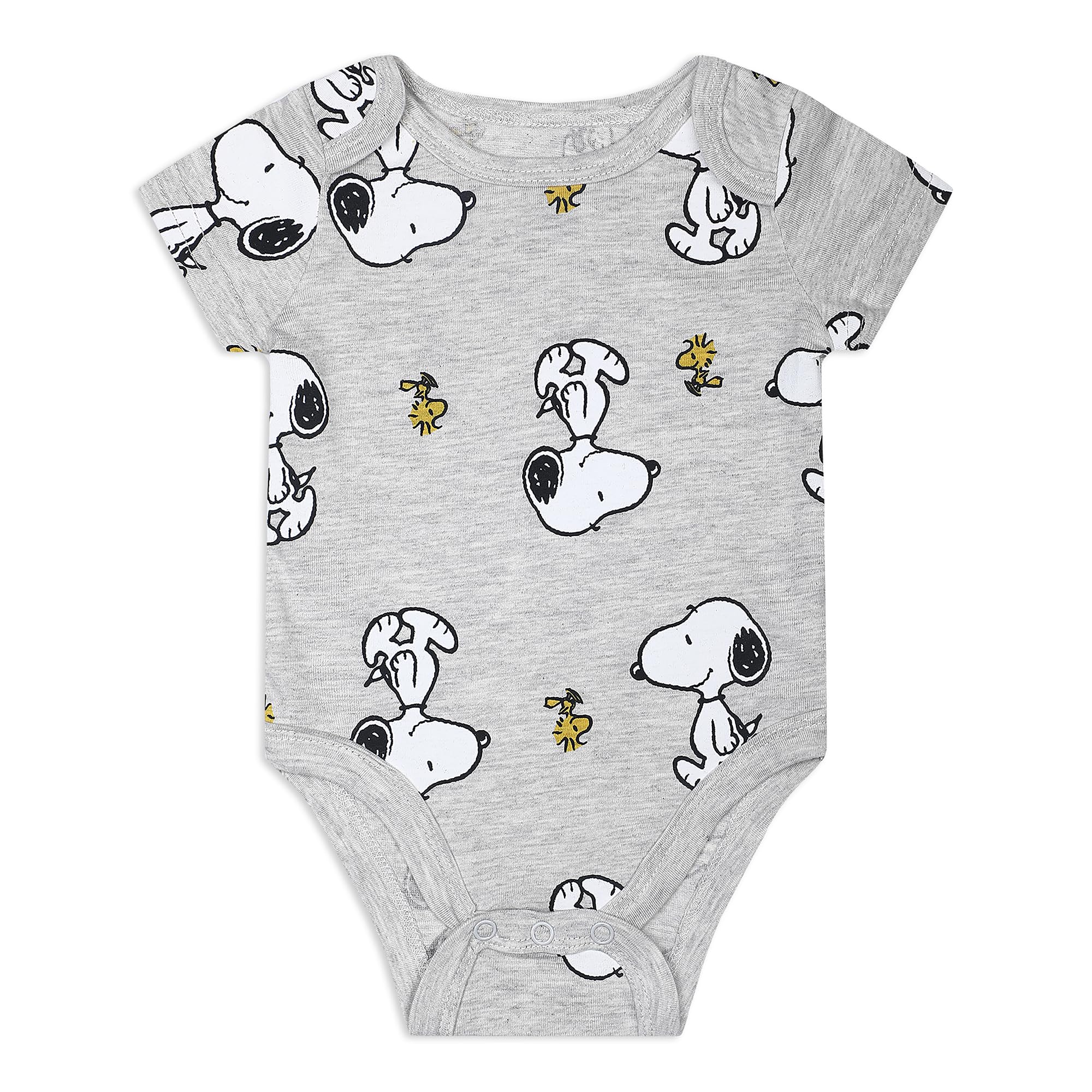Peanuts Snoopy Boys 4 Pack Short Sleeve Bodysuit for Newborn and Infant