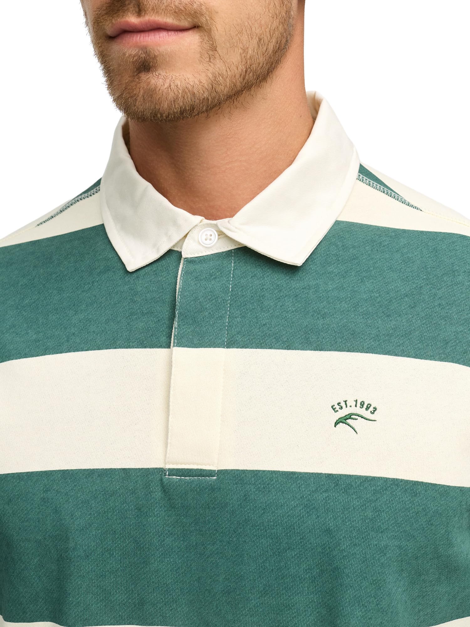 Indicode Maglietta a maniche lunghe da uomo INDinaro a righe in 100% cotone | colletto polo a righe per uomo