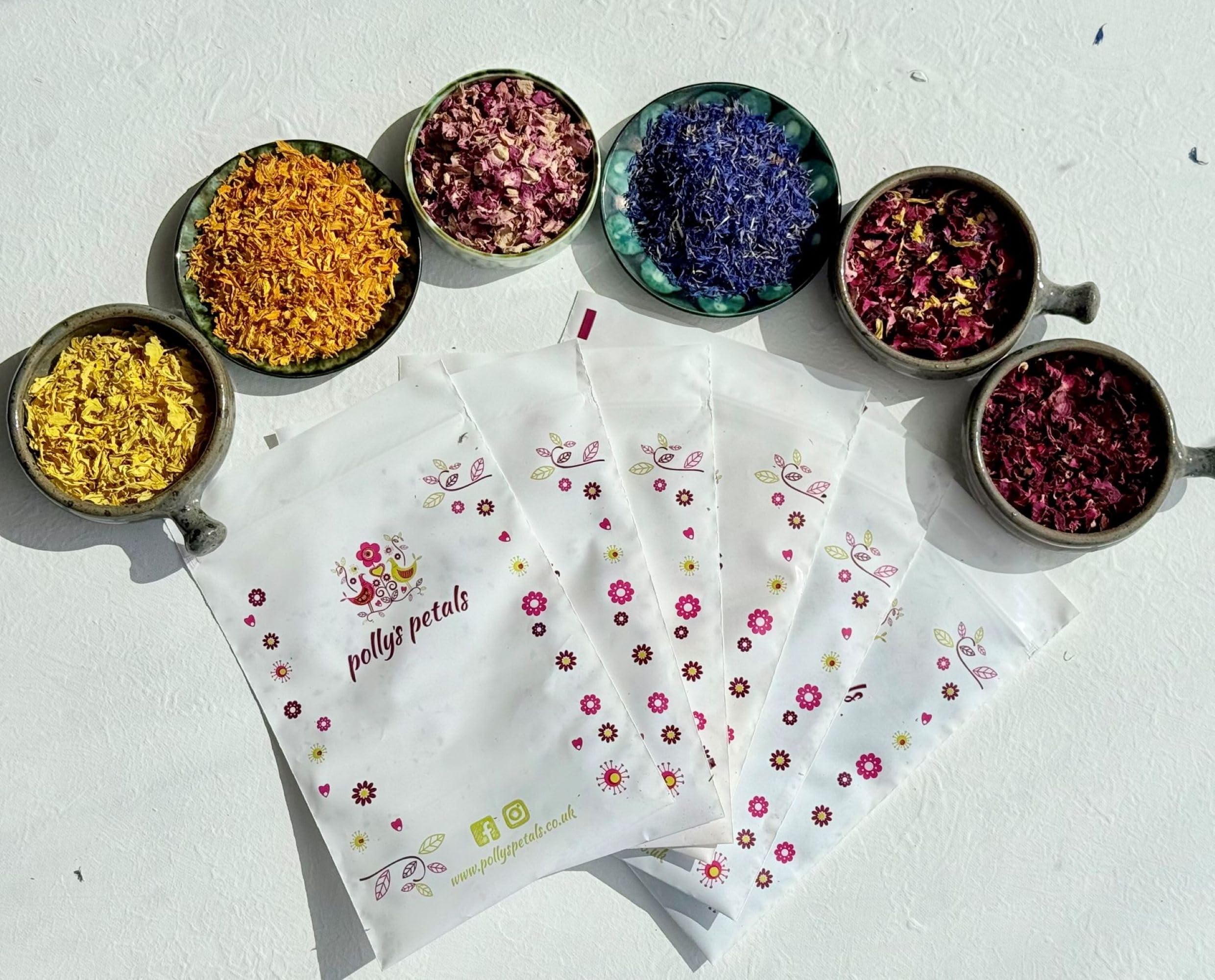 Kit Décoration Gâteau Pétales Fleurs Séchées Comestibles 6 Sacs 120ml - Bleuets, Soucis & Roses Pour Pâtisserie & Cocktails