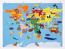 コンセル　布製　世界地図　壁掛け　タペストリー　知育玩具 コンセル 布製 世界地図 壁掛け タペストリー 知育玩具 布製