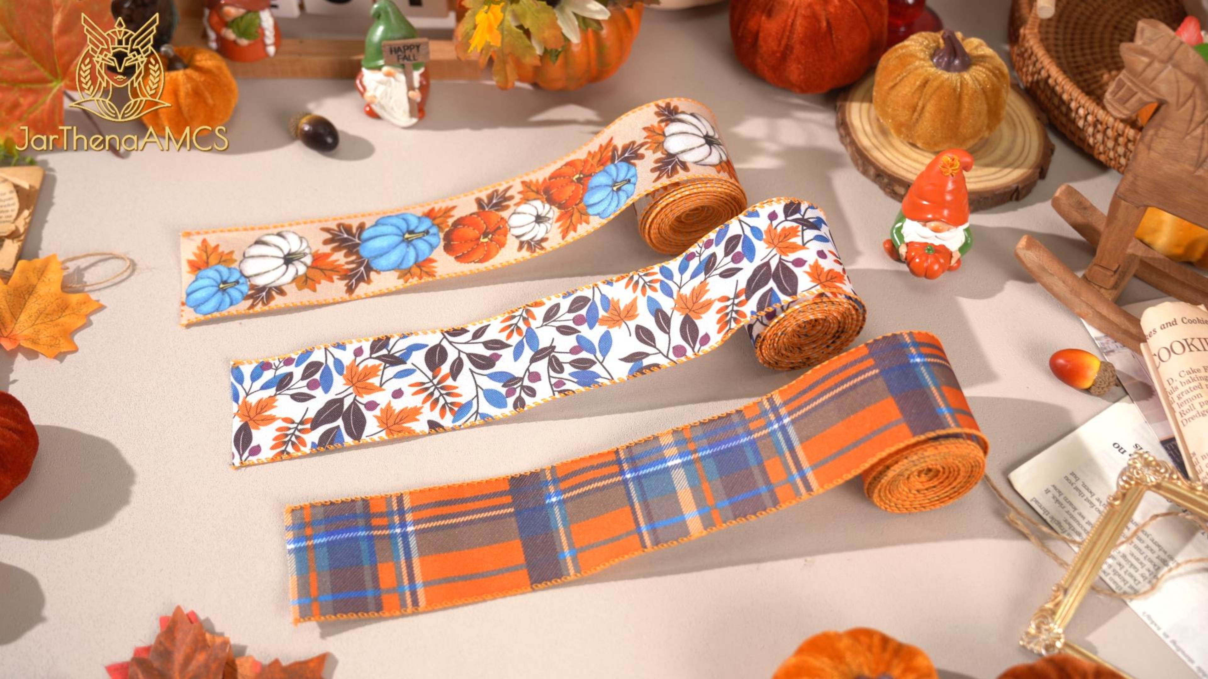 Amazon.com: JarThenaAMCS 3 Roll Fall Wired Edge Ribbon Autumn