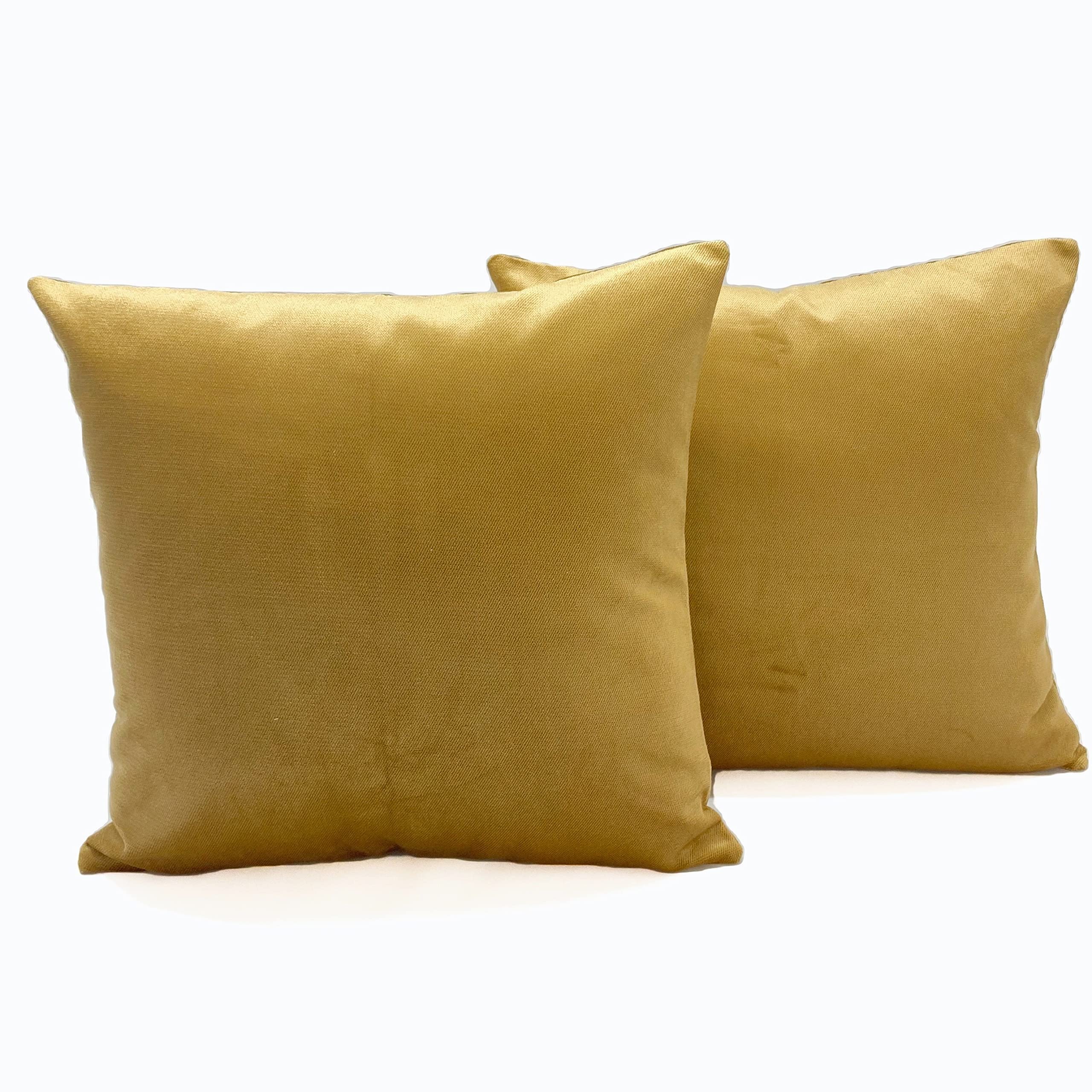 D&D CollectionDecorative Velvet Throw Pillow Cover Square Cushion Cover Set of 2, Silky and Soft Textured, Premium Quality Sofa Upholstery Fabric (2 pcs) - 17" x 17"/ 43 x 43cm - Mint Green