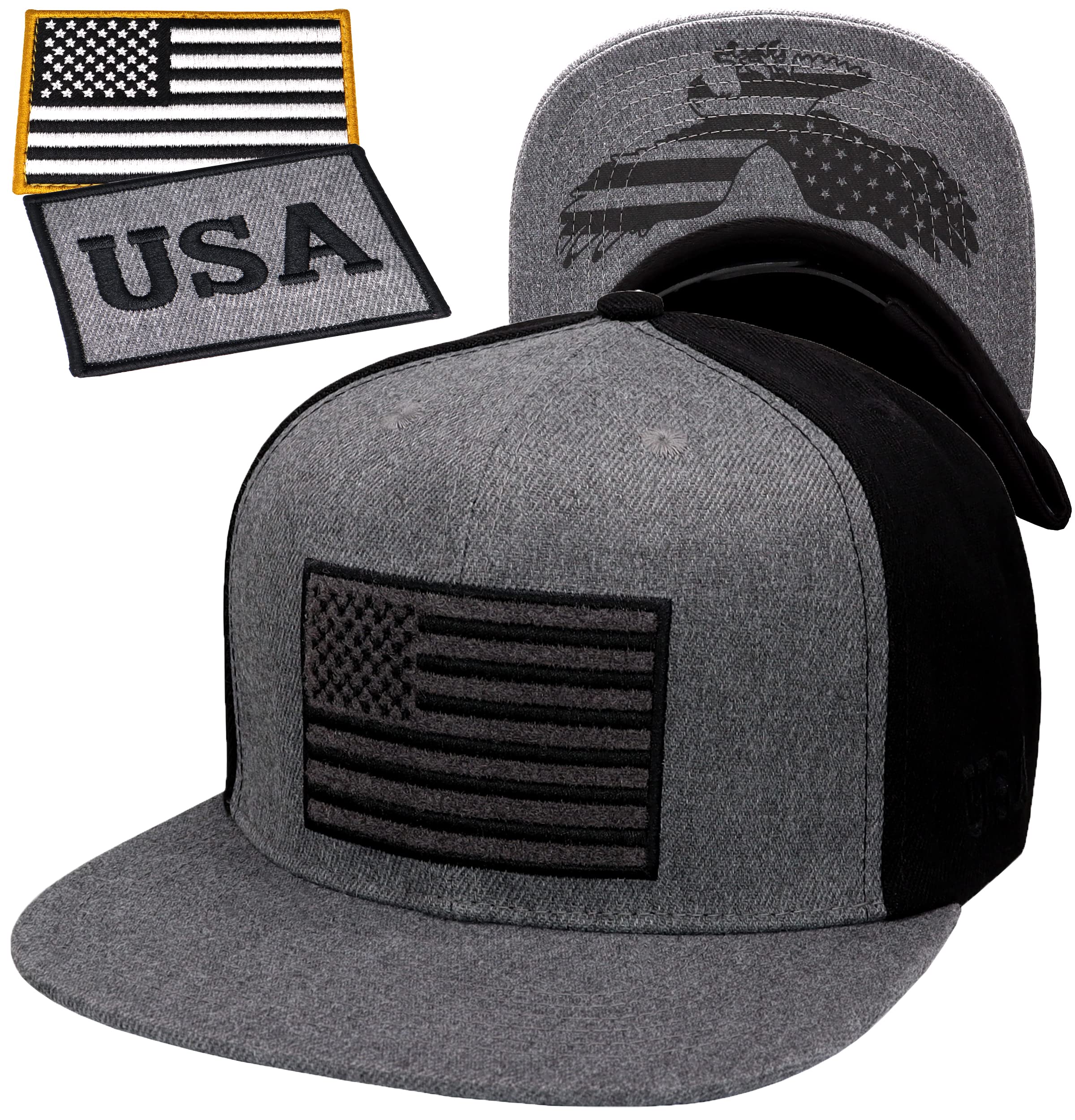 Antourage American Flag Unisex Baseball Hat for Men and Women | USA Flag Mesh Snapback Cap with 2 Patriotic Patches
