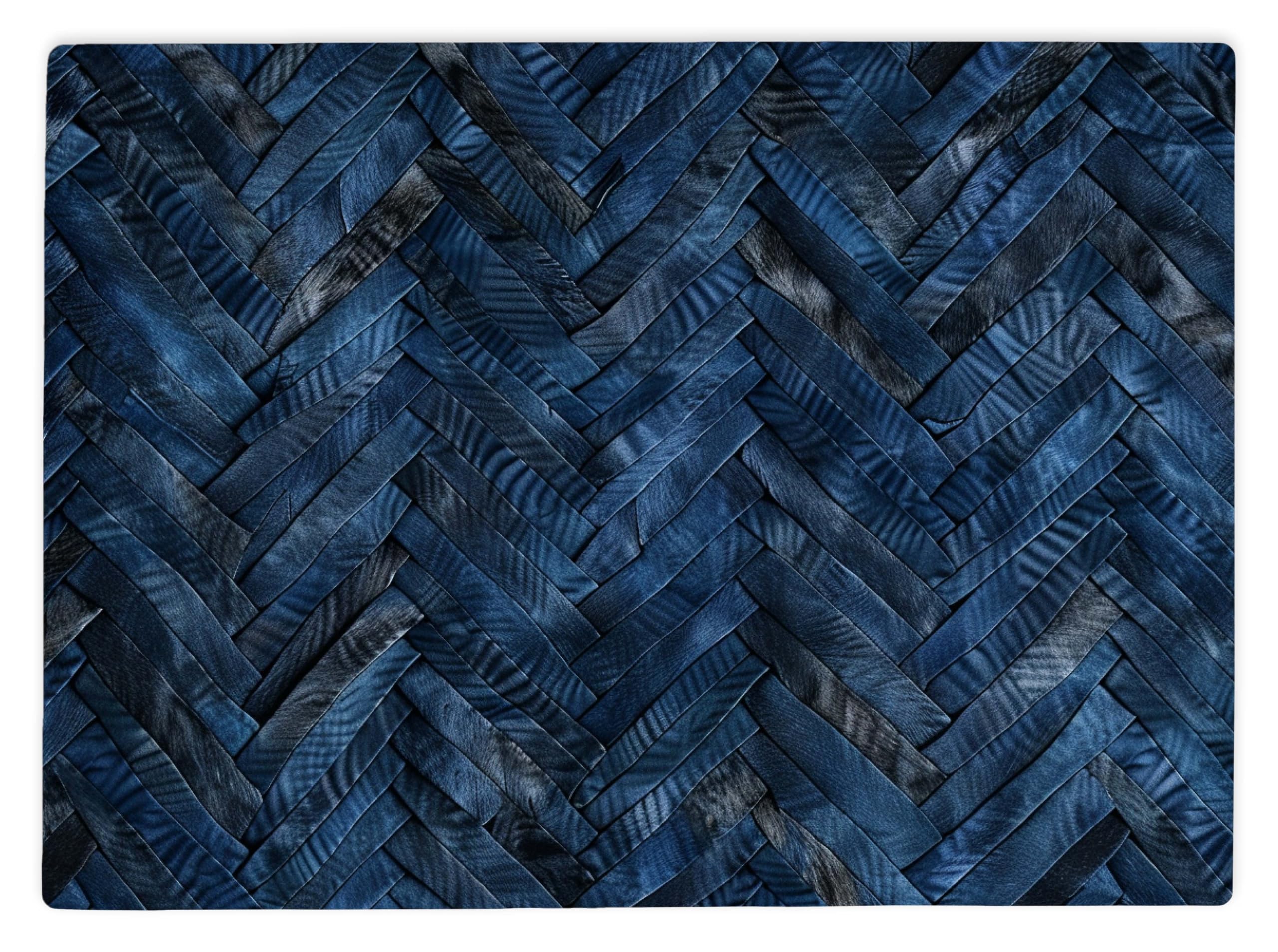 Shopagift Navy Blue Herringbone Pattern Glass Chopping Board Large Kitchen Worktop Saver 39cm x 28cm