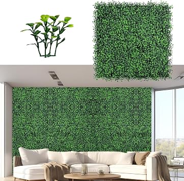 Artificial Grass Wall Panels Backdrop, 24Pcs 20"X20"Grass Wall Backdrop, UV-Protected Greenery Wall Backdrop for Indoor Outdoor Green Wall Decor & Ivy Fence Covering Privacy 1 Set