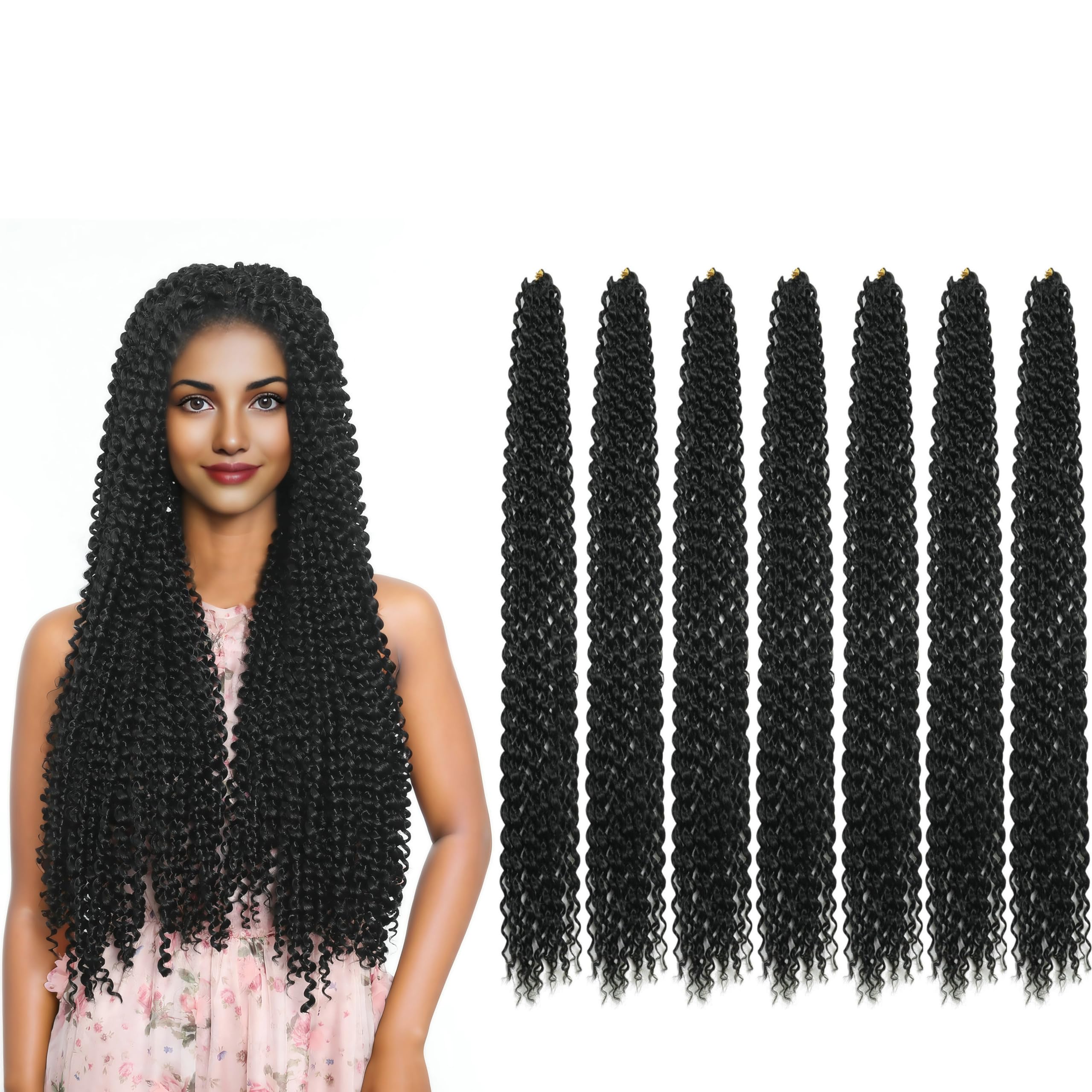 RIHANNAHAIR 7 Packs Passion Twist Hair 24 Inch Pre Looped Water Wave Crochet Hair Spring Twist Bohemian Braids for Black Women