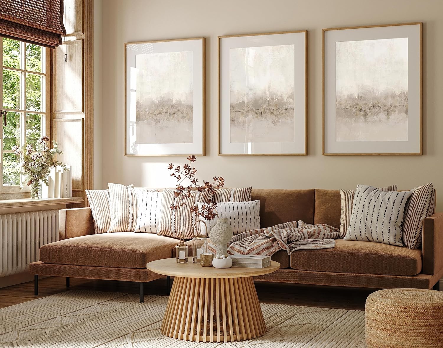 Minimalist Beige Wall Art Set of 3 Prints (A3)