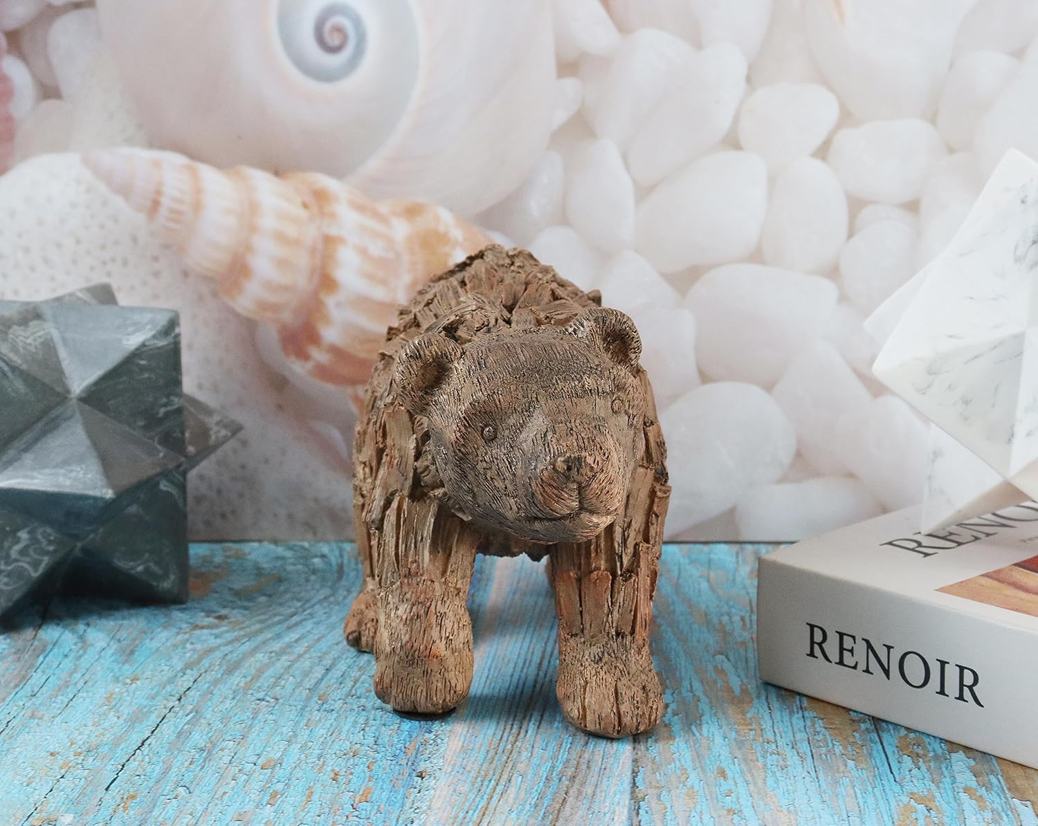 Hymmah Brown Bear Statue Home Decor Statue Rustic Home Decorations for Living Room, Boho Sculpture Resin Animal Collectible Figurines for Indoor Decor (B-Brown)