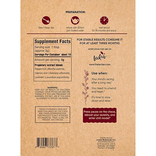 Miniatura 2 de Té orgánico Keep Calm Raíz de Valeriana, Lavanda, Menta Té de Hierbas en Hojas Sueltas Mezcla Relajante de Bienestar Libre de Cafeína  Alivio