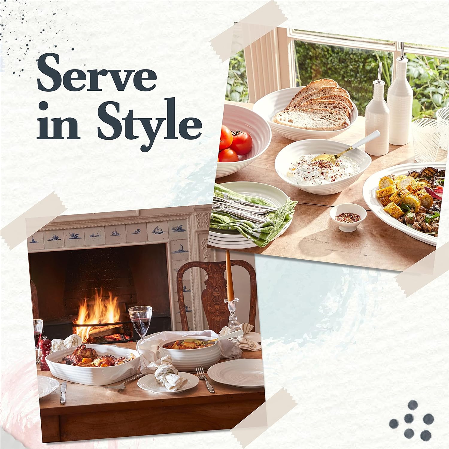 Portmeirion Sophie Conran Gold Serving Spoon | 10 Inch Serving Spoon for Pasta Dishes, Casseroles and other Dishes | Gold Spoon with Ceramic Handle