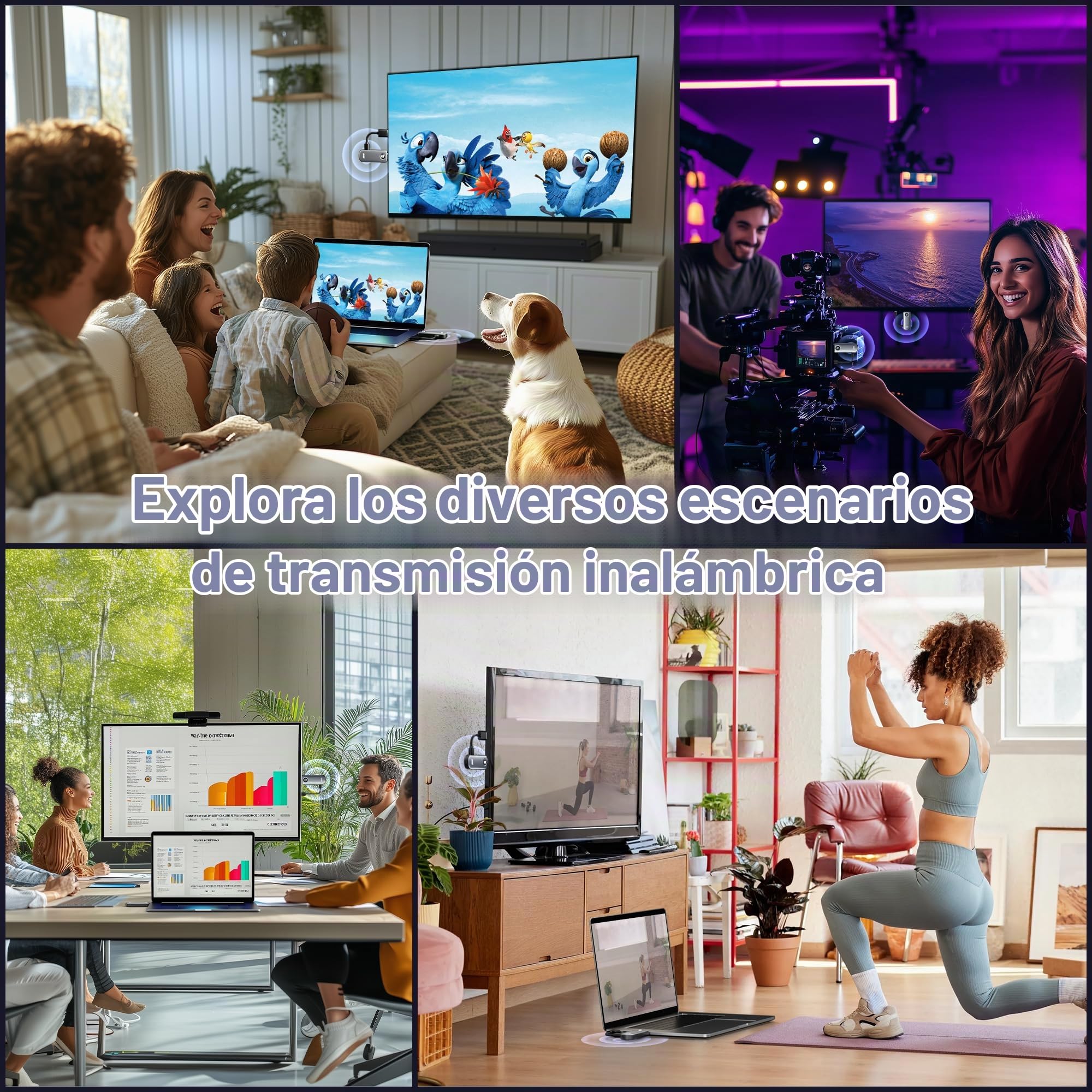 2026 HDMI Inalámbrico 4K Decode - 1080P Wireless HDMI Transmisor y Receptor, 5G Extender para Transmisión De Video y Audio Desde Laptop, PC a TV, Proyector, Monitor, Convient pour les Réunions, Maison