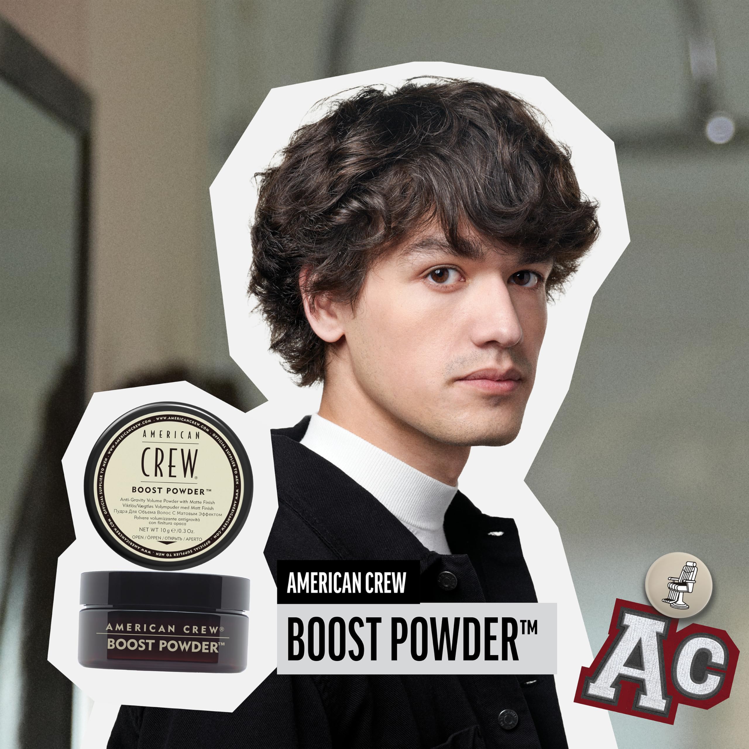 American Crew Boost Powder Poudre Coiffante Homme 20g | Finition mate volumisante qui sculpte des coiffures flexibles longue durée, tous types de cheveux, parfum Aqua.