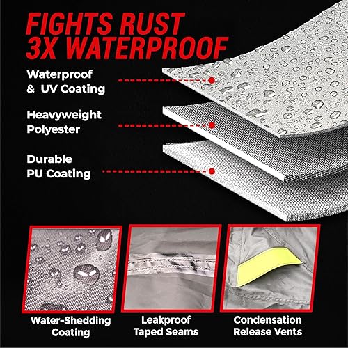 Vista 27 de Cubierta de protección para motocicleta de la marca Badass Motogear, con rayas reflectantes de seguridad nocturnas, escudos de calor, con badass