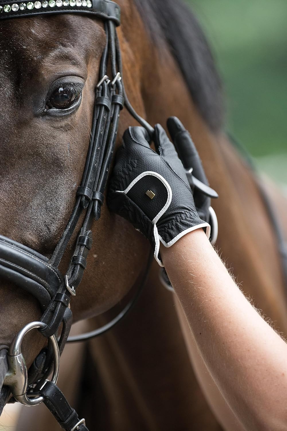 Roeckl - ladies contrast riding gloves LONA black-white 6.5 - Image 5