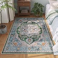 Vista 68 de Rugcomf Alfombra de pasillo de 2' 6'' x 8' lavable, alfombra boho suave, antideslizante, de lana sintética, alfombra vintage para cocina, entrada