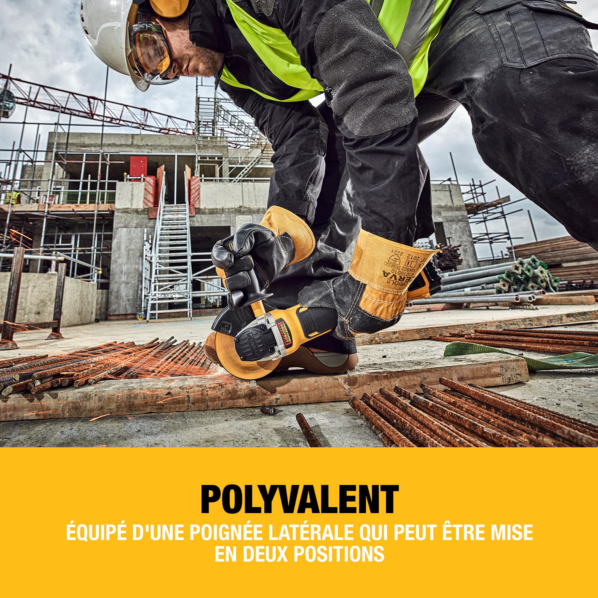 DEWALT - Meuleuse d'angle Brushless XR 18V 125mm, à interrupteur à palette, avec poignée latérale et coffret TSTAK, livré sans batterie, DCG406NT-XJ