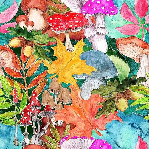 Papel tapiz pintado a mano en acuarela multicolor para despegar y pegar, bellota, hongos, arce, papel de contacto decorativo, autoadhesivo,