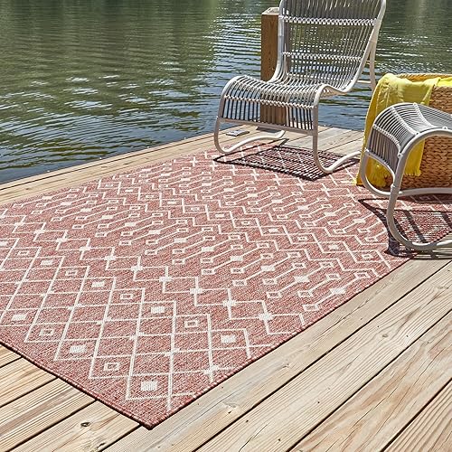 Vista 531 de Unique Loom Alfombra Colección enrejado Marroquí Celosía Transicional Interior y Exterior, Polipropileno Gris carbón/natural