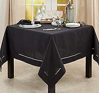 Vista 2 de SARO LIFESTYLE Mantel con borde cosido con dobladillo, negro, 72"x72