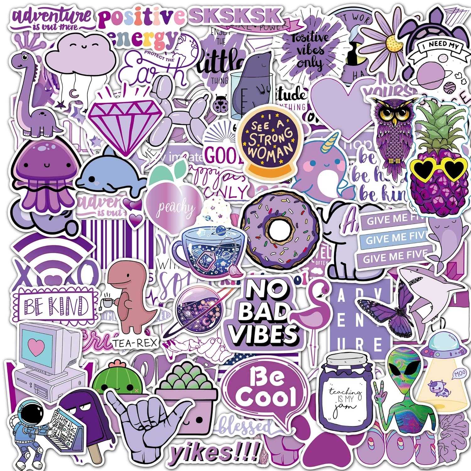 Purple Vsco Stickers 100 Pack I Cute Purple Stickers Waterproof 100